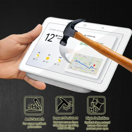 Vista 5 de Orzero Paquete de 2 protectores de pantalla de vidrio templado compatible con Google Home Hub/Nest Hub de 7 pulgadas, 9 dureza, HD, antiarañazos