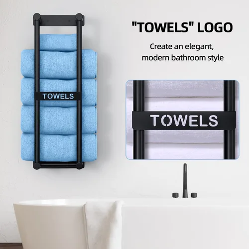 Vista 6 de STWWO Toallero para Baño Montado en Pared, Toallero de Pared de 22 Pulgadas para Toallas Enrolladas, Almacenamiento de Toallas para Baño Pequeño