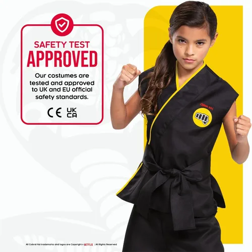 Vista 4 de Disfraz de Cobra Kai para niños, disfraz oficial de Cobra Kai para niños con cinturón negro, Negro