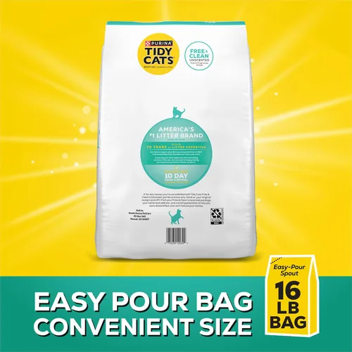 Vista 9 de Purina Tidy Cats Arena aglutinante para gatos, control de olores, libre y limpia, sin perfume, arena para gatos – bolsa de 16 libras