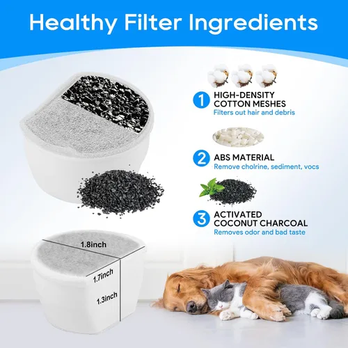 Vista 3 de Filtros de carbono de repuesto para Drinkwell, filtro de fuente de agua para gatos, filtros de fuente de mascotas para perros compatibles