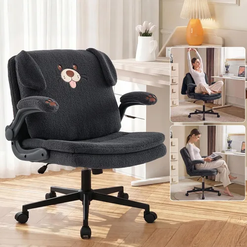 Vista 10 de IPKIG Criss Cross - Silla de oficina con ruedas y brazos abatibles, forro Negro