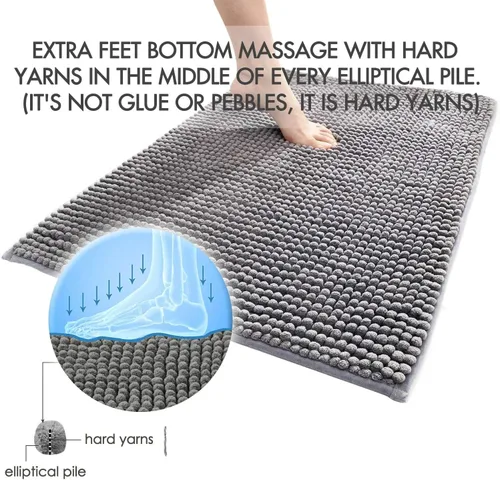 Vista 7 de Alfombra de baño de 16 x 20 pulgadas, antideslizante, súper absorbente, extra suave y alfombra de baño de felpilla de secado rápido, alfombra