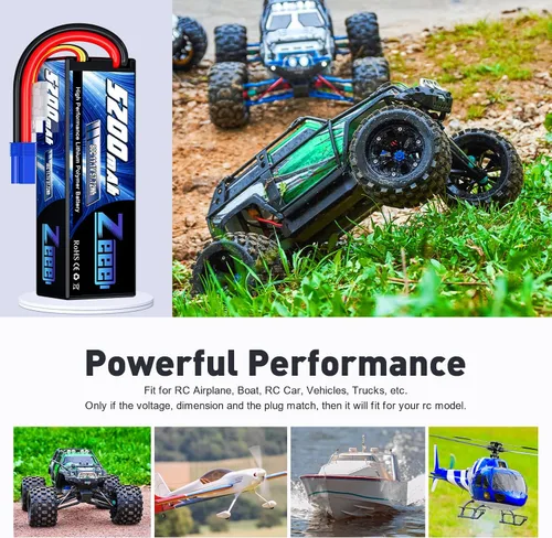 Vista 10 de Zeee Batería Lipo de 11.1V 80C 5200mAh 3S con conector EC5 (2 paquetes)