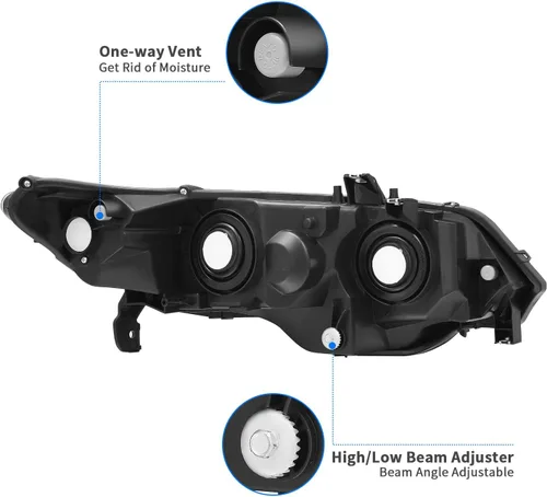 Vista 3 de DWVO - Conjunto de faros delanteros compatible con Honda Civic 2006, 2007, 2008, 2009, 2010, 2011 Coupé de 2 puertas, carcasa cromada, reflector