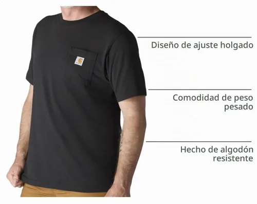 Vista 5 de Carhartt Camiseta con bolsillo Iconic K87 para hombre Negro