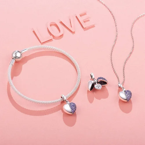 Vista 2 de NINGAN Abalorio colgante con texto en inglés I Love You para mujeres niñas esposa mamá hija amigas con circonia cúbica 5A para pulseras de abalorios