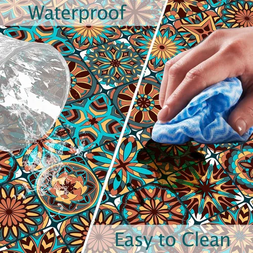 Vista 3 de Mantel para mesa plegable, funda impermeable para mesa de pícnic, para mesas de 6 pies, borde elástico, cubierta de plástico para picnic