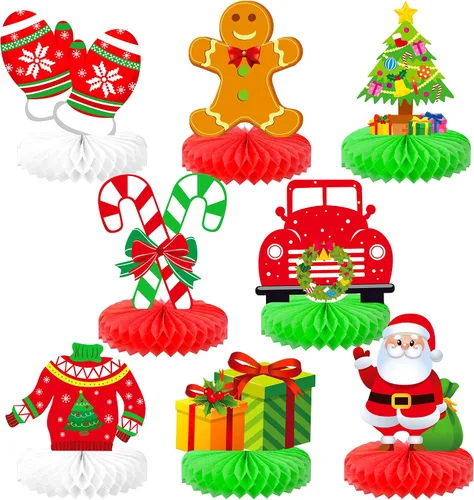 Vista 10 de KatchOn Decoraciones navideñas de panal, paquete de 6 Sombrero de Navidad y árbol de abeja
