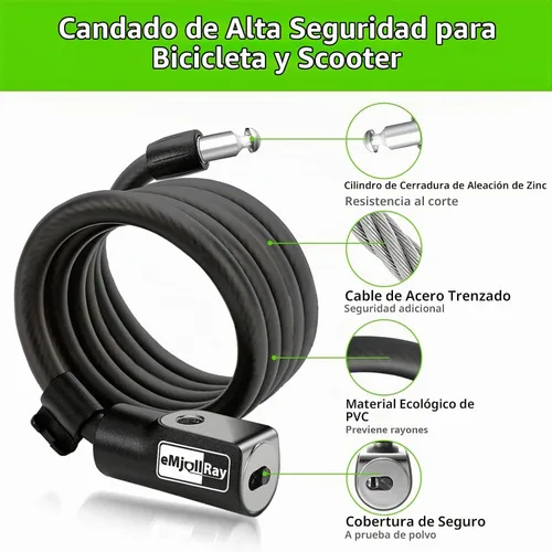 Vista 7 de Bloqueo de scooter de 4 pies – Bloqueo de cable antirrobo con soporte de montaje, se adapta a scooter eléctrico, bicicleta de carretera, bicicleta