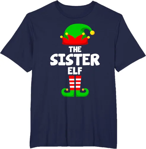 Vista 20 de Sister Elf Matching Family Christmas T-Shirt, Negro