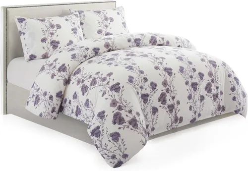 Vista 46 de Marina Decoration Juego de funda de edredón de 3 piezas con 2 fundas de almohada, diseño de rayas negras y grises, tamaño doble/matrimonial