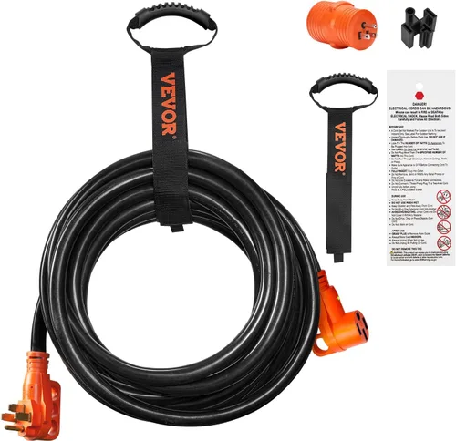 Vista 9 de VEVOR Cable de extensión de 50 amperios para RV, de 15 pies, cable de alimentación para RV resistente STW de calibre 6/3+8/1, enchufe macho NEMA