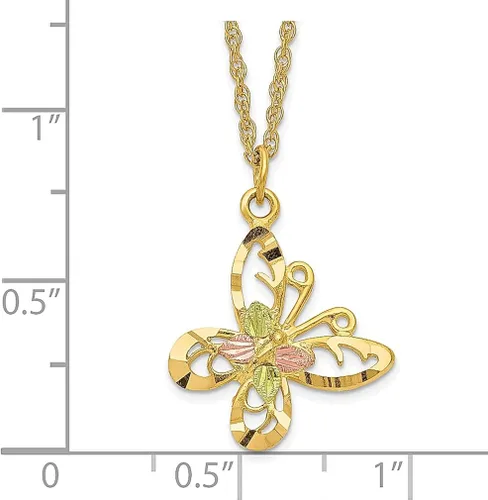 Vista 3 de ICE CARATS Collar de mariposa de oro de 10 quilates con colgante de mariposa de tres colores, diseño de arácnido, joyería fina para mujer, regalos