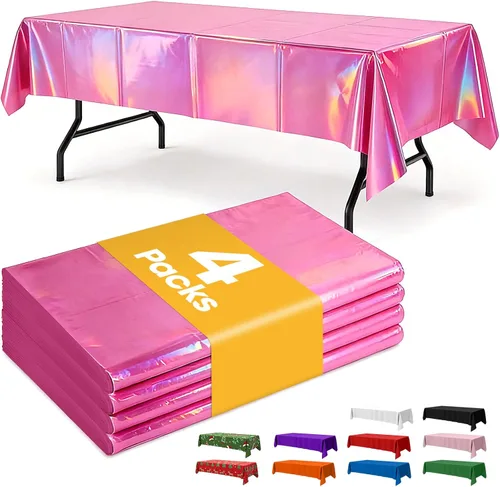 Vista 44 de Mantel de bandera estadounidense, paquete de 4 manteles patrióticos desechables de 54 x 108 pulgadas para mesas de 6 pies, decoraciones del 4