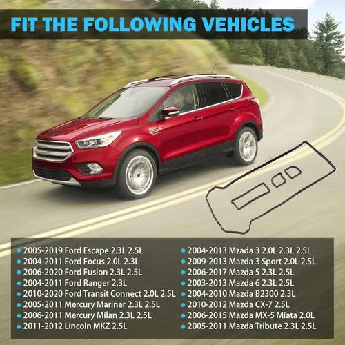 Vista 2 de Juego de juntas de tapa de válvula – Compatible con 2.0L 2.3L 2.5L Ford Escape, Focus, Funsion, Ranger, Transit Connect, Mazda 3, 5, 6, CX-7, MX-5