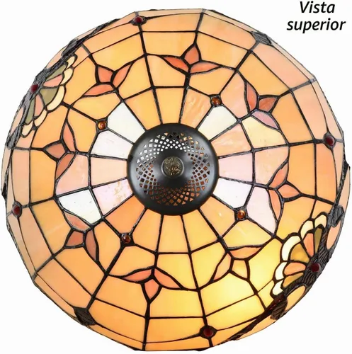 Vista 2 de Bieye L10799 Lámpara de mesa barroca estilo Tiffany, base iluminada, 14 pulgadas de ancho x 21 pulgadas de alto