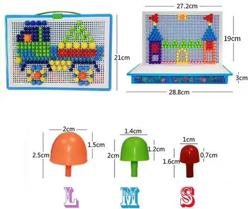 Vista 4 de Rompecabezas de 592 piezas de uñas de hongos de colores mixtos, ladrillos de construcción educativos, juguetes creativos de bricolaje, juegos 3D