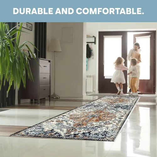 Vista 3 de MICRODRY Alfombra de pasillo, diseño de perfil bajo para un aspecto elegante y sin volumen. Lavable a máquina, resistente a las manchas Inez