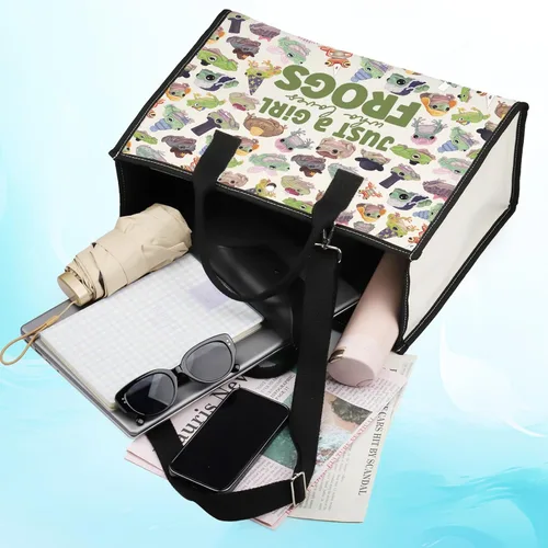 Vista 7 de LEVLO Bolsa de maquillaje cosmética de rana divertida, regalo para amantes de los animales, solo una chica que ama a las ranas, bolsa de maquillaje
