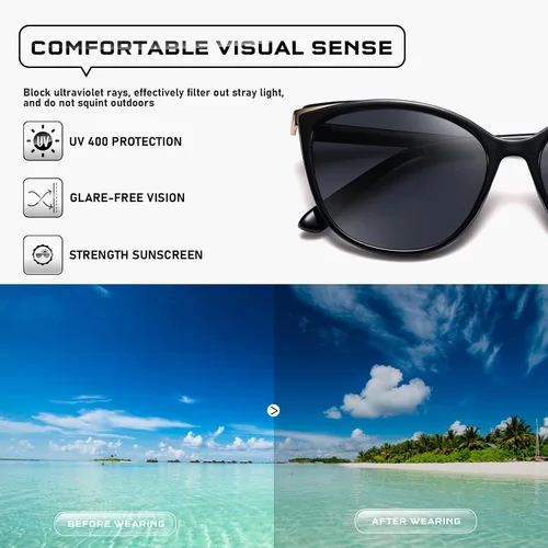 Vista 17 de Gafas de sol de moda ojo de gato para las mujeres moda Cateye UV400 protección gafas CL22017