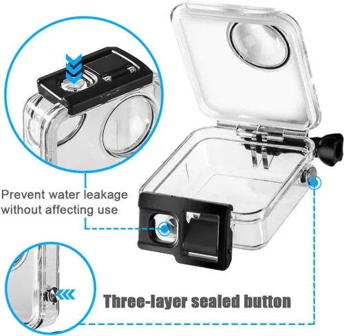 Vista 3 de Carcasa impermeable para GoPro Max, 45 M/148 pies, funda protectora de buceo con liberación rápida, accesorios para cámara de acción Go Pro Max