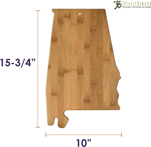 Vista 5 de Tabla para cortar y servir modelo Alabama de Totally Bamboo, de bambú 100%, para cocina y entretenimiento, Alabama, Marrón