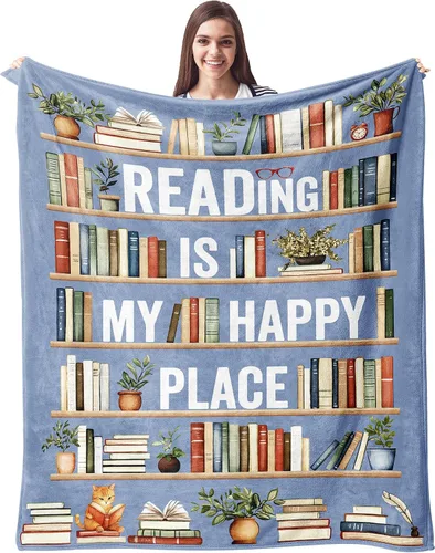 Vista 11 de CUJUYO Regalos para Amantes de los Libros para Mujeres y Hombres Manta 50"x40" - Regalos para Bibliotecarios Manta Tipo Throw - Regalos de Club