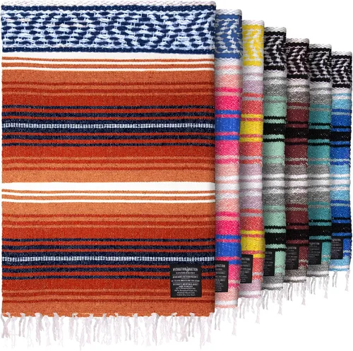 Vista 20 de Hydration Nation Auténtica manta mexicana extra grande (70 x 50 pulgadas), yoga tejida a mano, serape, falsa artesanal, playa, campamento, picnic