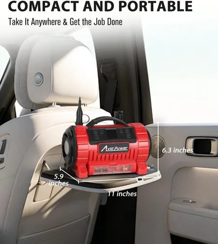 Vista 3 de AVID POWER Inflador de neumáticos, compresor de aire portátil, bomba de neumáticos de coche de 12 V CC/110 V CA con inflado y desinflado, 5 modos