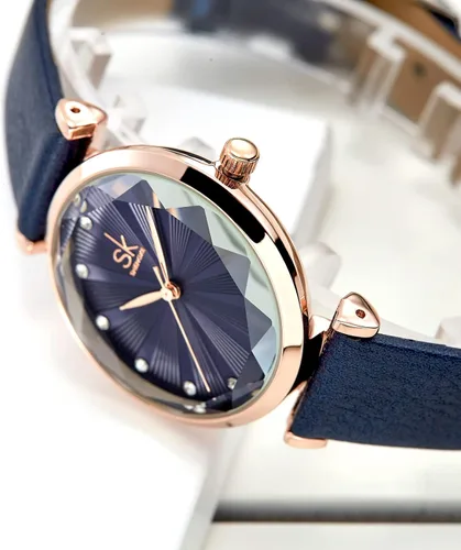 Vista 3 de SHENGKE - Reloj de pulsera para mujer con correa de piel Decent Casual Geneva a prueba de agua para mujeres creativas