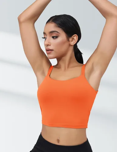 Vista 4 de LUYAA Sujetadores deportivos de entrenamiento para mujer, sin espalda, acolchados, para yoga, ombliguera, espalda baja, brasier para gimnasio