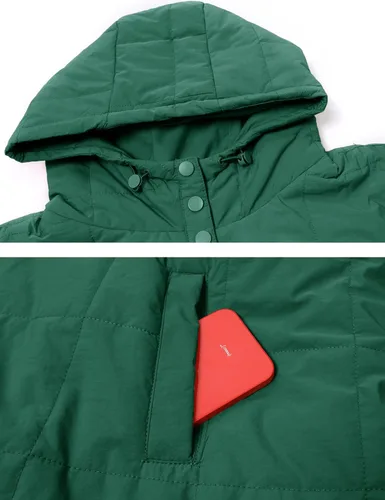 Vista 53 de QIBABU Chaqueta acolchada con capucha de gran tamaño para mujer, ligera, acolchada, manga larga, abrigo de invierno cálido