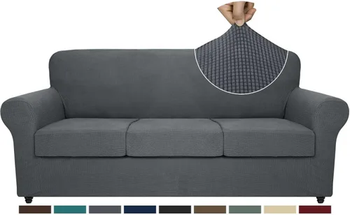 Vista 11 de ZNSAYOTX Fundas elásticas para silla de terciopelo de lujo con brazo, 2 piezas, para sala de estar, funda gruesa y suave, antideslizante, protector