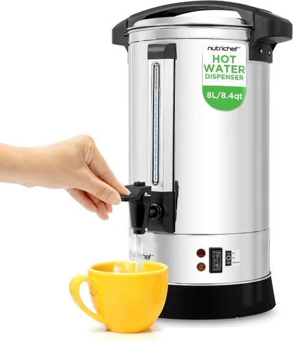 Vista 12 de NutriChef Hervidor Eléctrico de Agua y Calentador - Dispensador Eléctrico de Agua Caliente de Acero Inoxidable de 3L/3.17 Qt con Base Giratoria