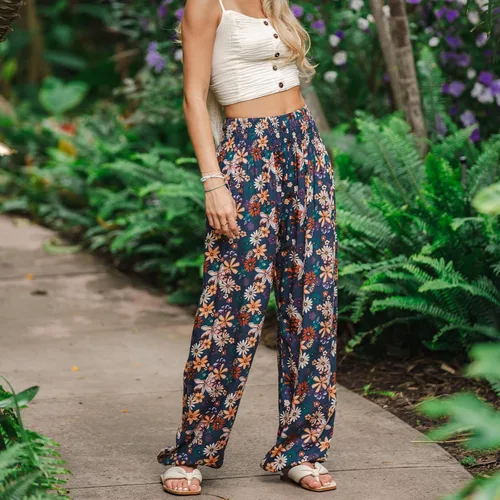 Vista 5 de Lotus and Luna Pantalones de harén para mujer, pantalones tailandeses para playa y descanso, cintura alta, pantalones bohemios, pantalones geniales