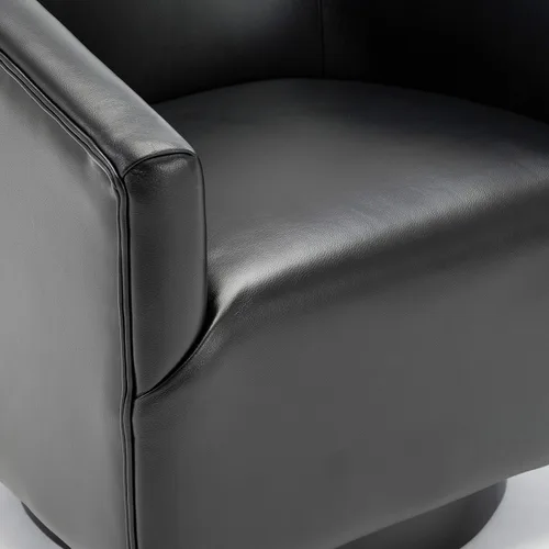 Vista 8 de NewCosmos Silla giratoria con base de madera negra Garland