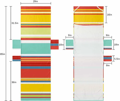 Vista 2 de Coloridas fundas verticales para silla de playa con bolsillos, funda de microfibra de secado rápido, fundas de silla de piscina naranja, toalla
