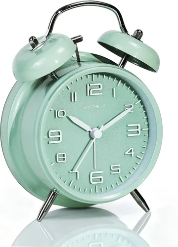 Vista 16 de AYRELY® Reloj despertador de campana doble súper fuerte para adultos de sueño pesado, 4 pulgadas, retro, silencioso, sin tictac, con luz nocturna