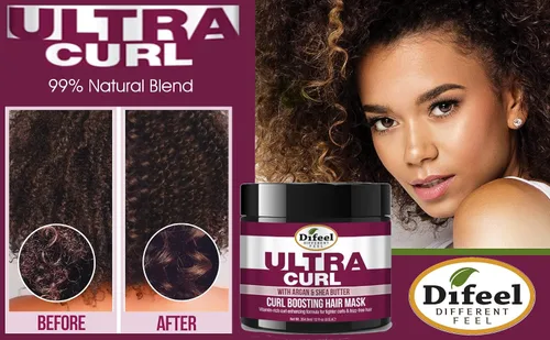 Vista 2 de Difeel Ultra Curl con argán y manteca de karité, mascarilla para el cabello que aumenta el rizo, 12 onzas