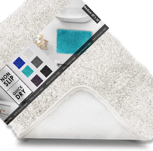 Vista 18 de Clara Clark Alfombras de baño, alfombras de baño ultra suaves y peludas - tapetes de baño para baño, lavable a máquina, base antideslizante de goma