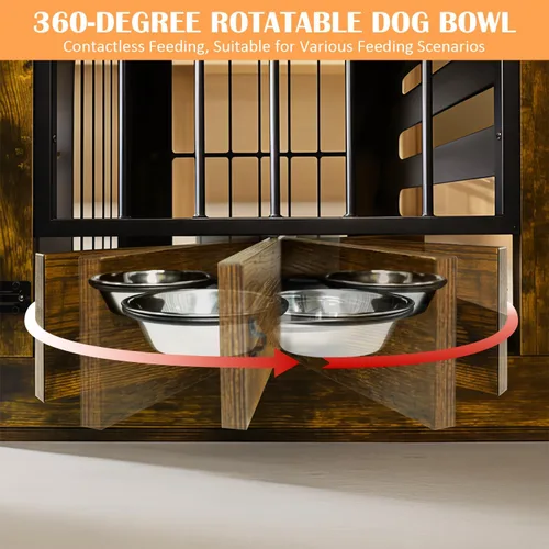 Vista 6 de Mueble de jaula para perros pequeños y medianos, 32 pulgadas Marrón