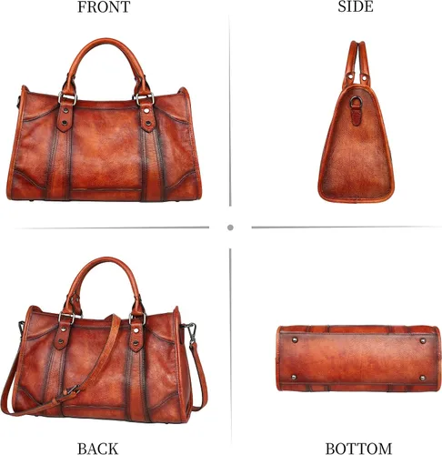 Vista 6 de Iswee Bolso de mano para mujer, bolso de hombro genuino, bolsos de cuero Hobo, bolsos cruzados, bolso vintage