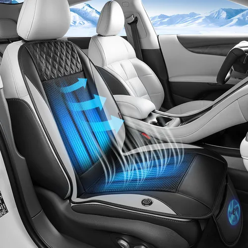 Vista 9 de Coverado Cojín de asiento refrescante para automóvil, funda de asiento transpirable ventilada con 3 ajustes de flujo de aire ajustables, almohadilla