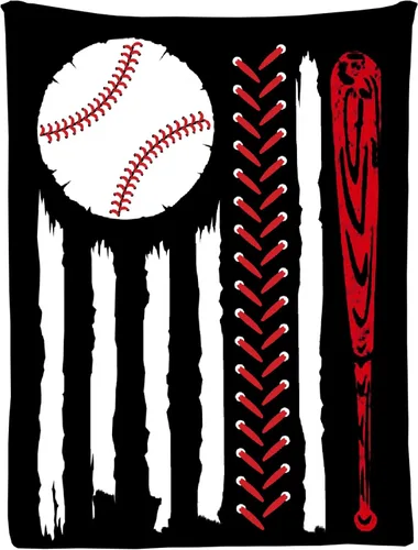 Vista 25 de Manta suave y acogedora con bandera de Estados Unidos de béisbol para niños, niñas, bebés, recién nacidos, manta de recepción de Navidad, 40 x 30