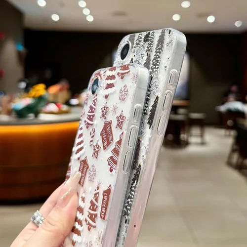 Vista 5 de LCHULLE Compatible con iPhone SE 2022/2020 Funda para iPhone 8 iPhone 7 Funda de Navidad Santa Vacaciones Diseño Transparente Claro Mujeres Hombres