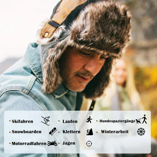 Vista 42 de Comhats Gran XL Trapper Trooper Caza Cálido Oído Solapa Rusia Ushanka Invierno Esquí Clima Frío Bombardero Sombreros para Hombres