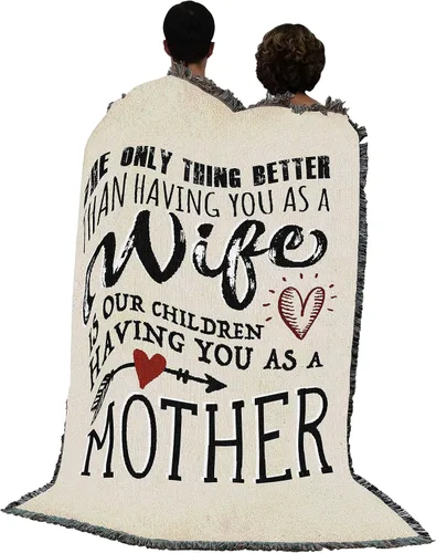 Vista 3 de Pure Country Weavers Manta The Only Thing Better Wife Children Mother – Tapiz de regalo tejido de algodón – Fabricado en los Estados Unidos