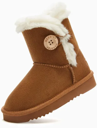 Vista 5 de Weestep Botas de nieve ligeras para invierno, botón de madera, piel de oveja