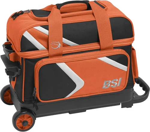 Vista 22 de BSI Dash Roller Bowling Bag with Smooth Rolling Wheels, Padded Ball Compartment, Retractable Locking Handle, & Shoe Pocket Negro/Azul/Gris